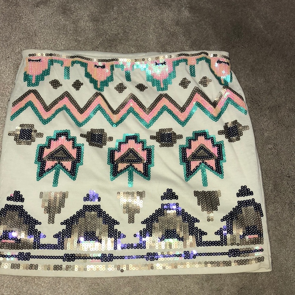 Sequin tribal print skirt